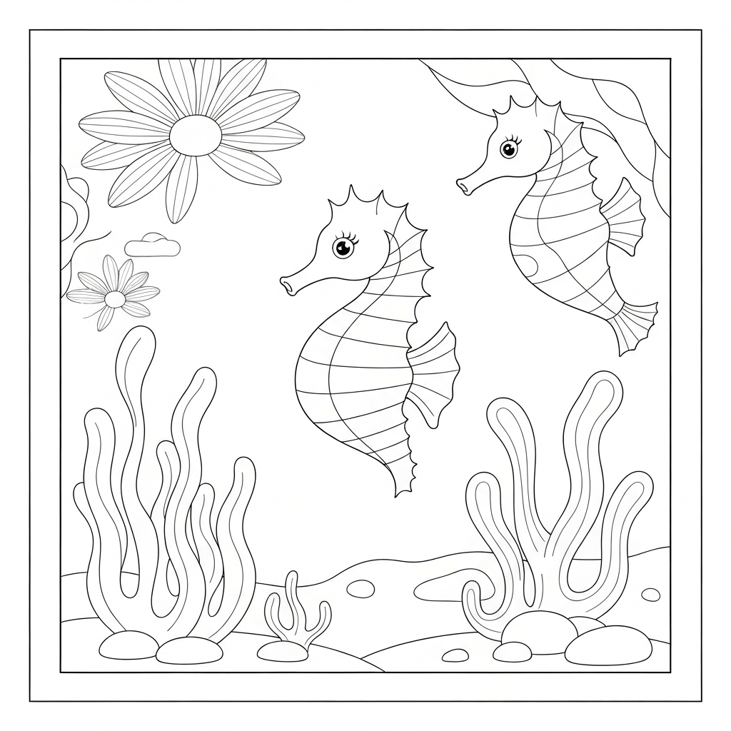 seahorse pattern coloring page