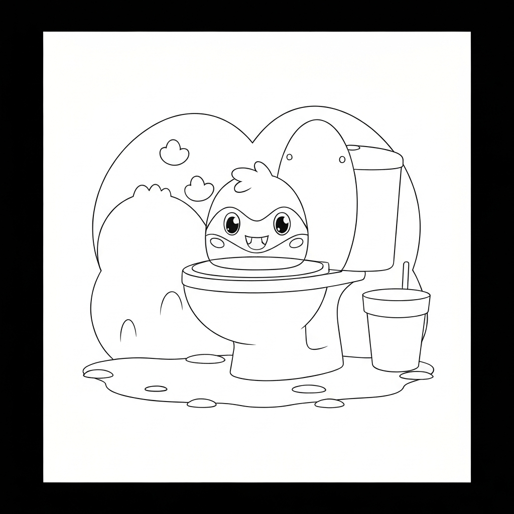 skibidi toilet cute coloring page