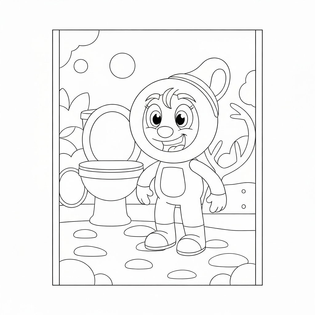 skibidi toilet easy coloring page