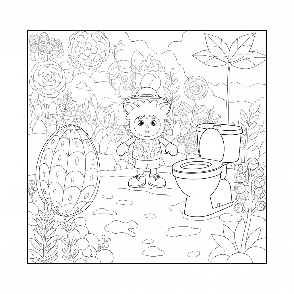 skibidi toilet flowers coloring page