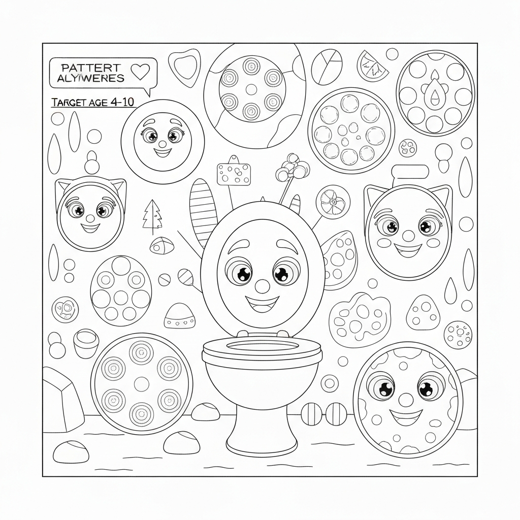 skibidi toilet pattern coloring page