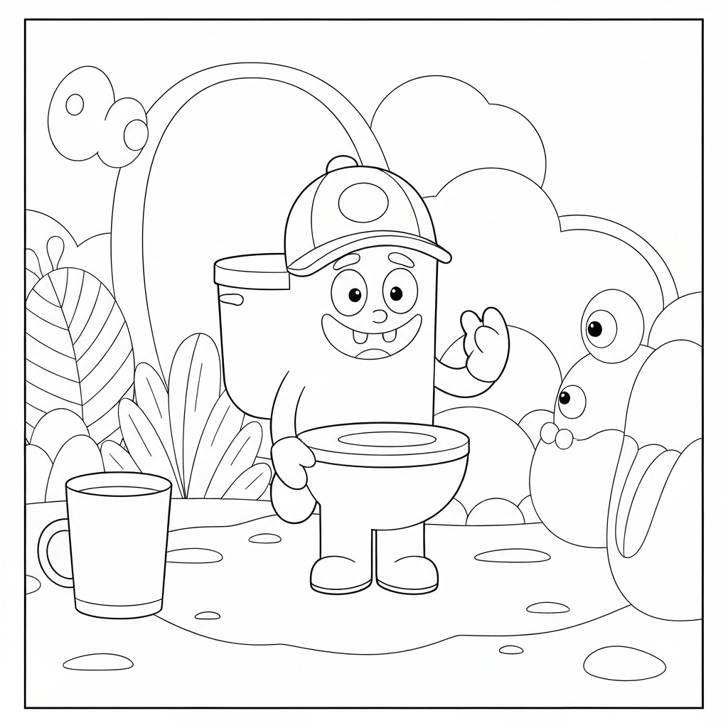 skibidi toilet simple coloring page