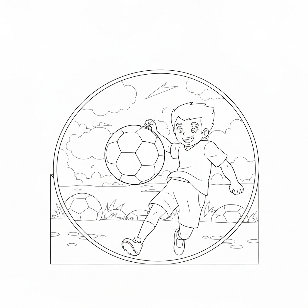 soccer ball action coloring page