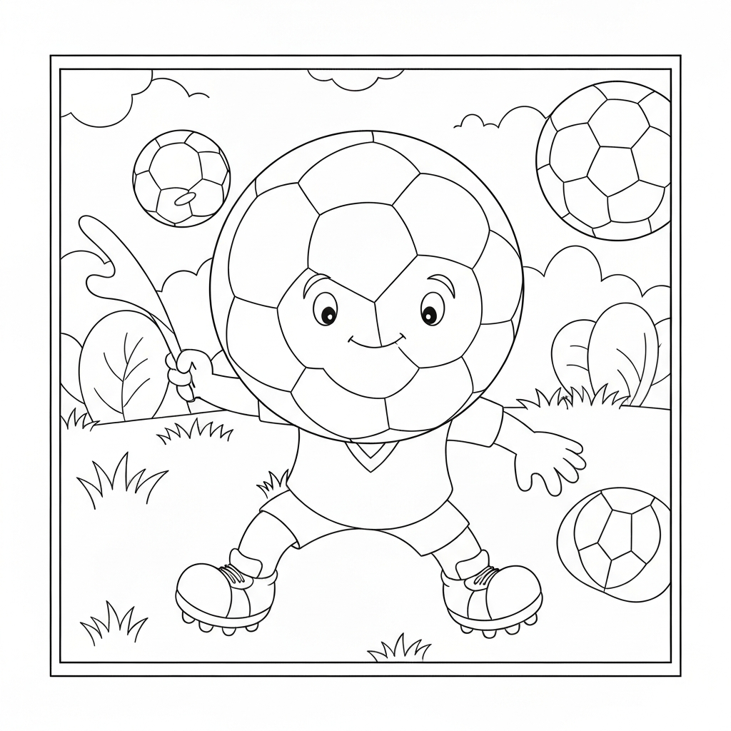 soccer ball cartoon coloring page