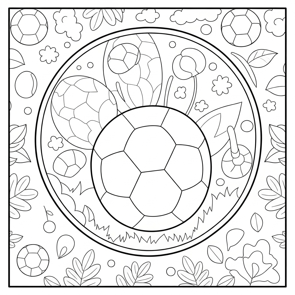 soccer ball flowers coloring page