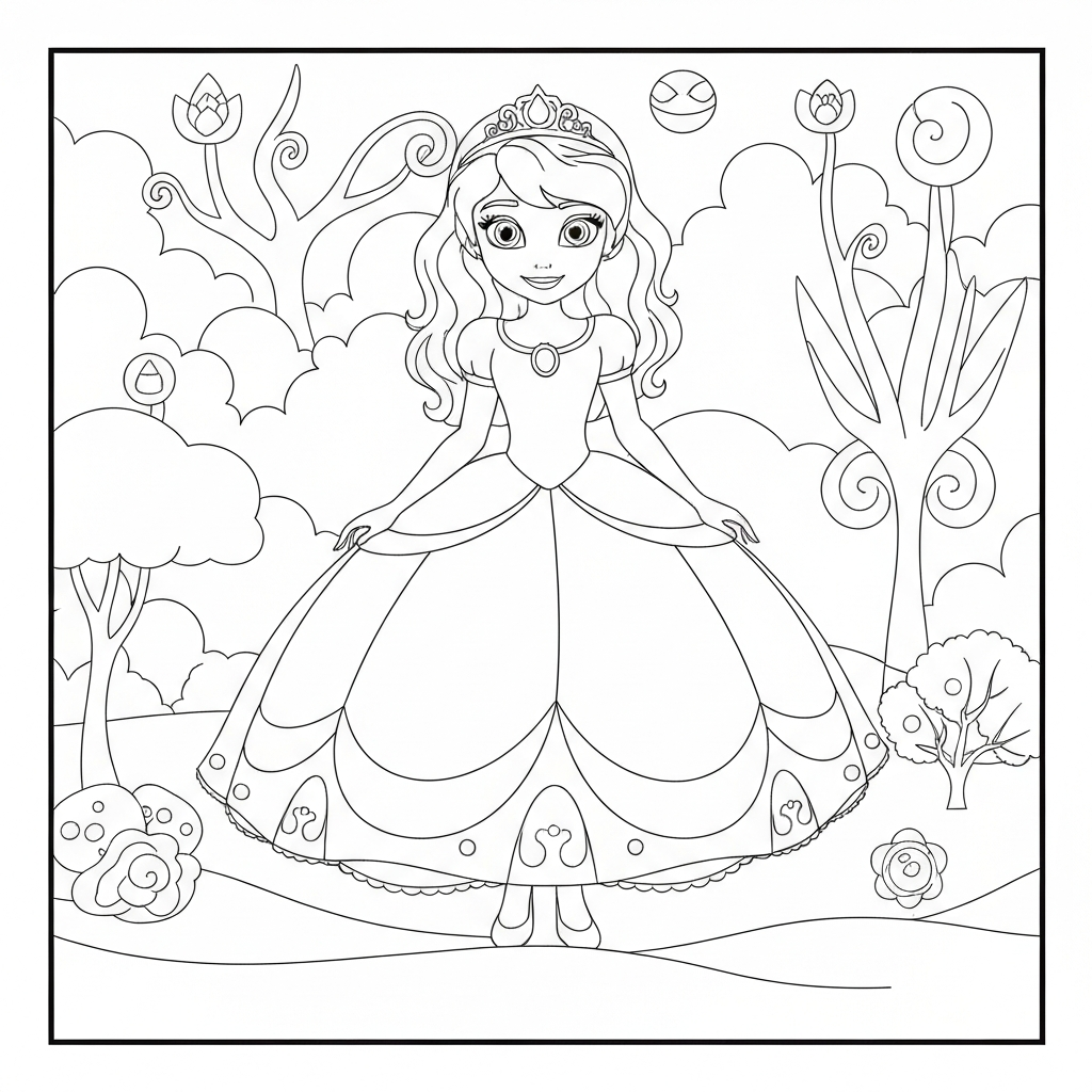 sofia the first decorative coloring page