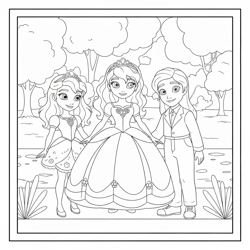 sofia the first family coloring page