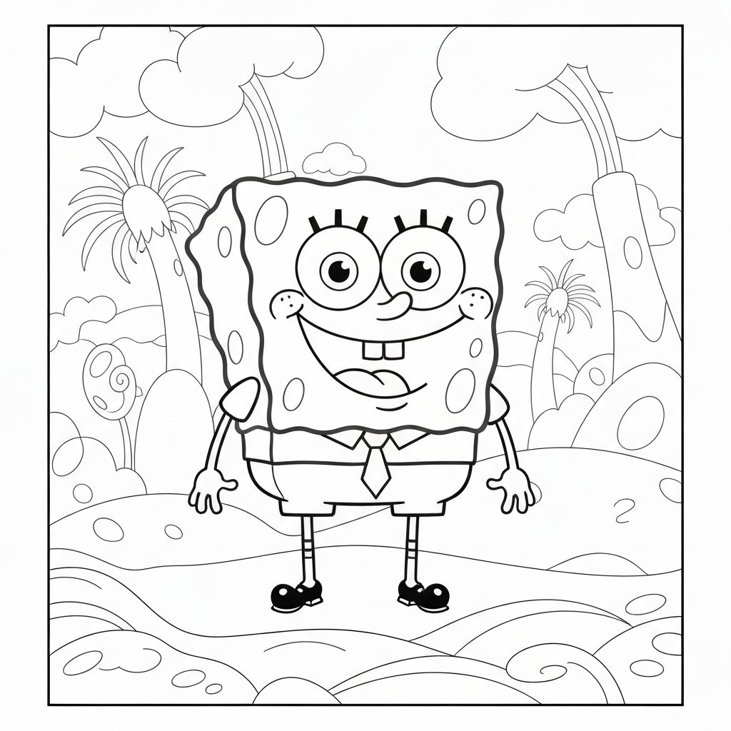sponge bob color pages cartoon coloring page