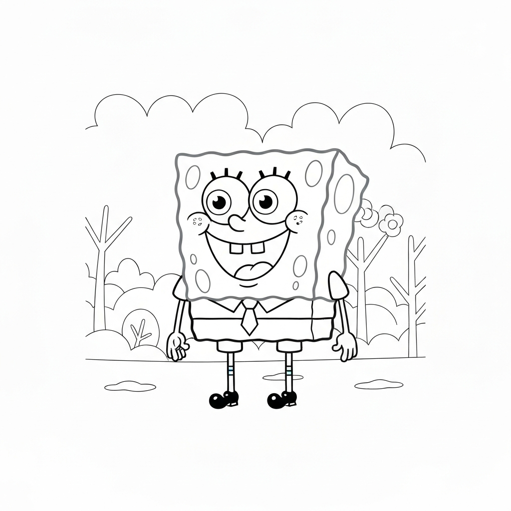 sponge bob color pages cute coloring page