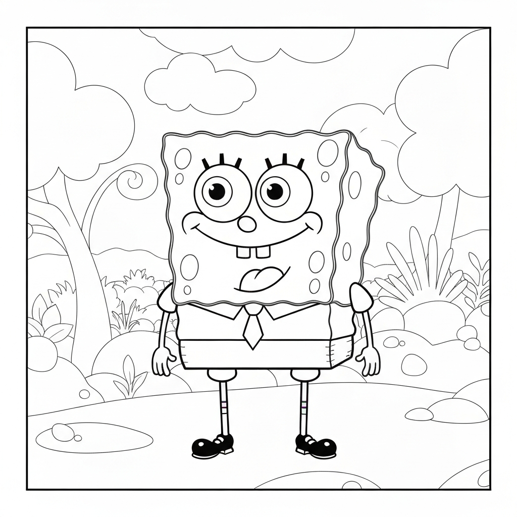 sponge bob color pages detailed coloring page