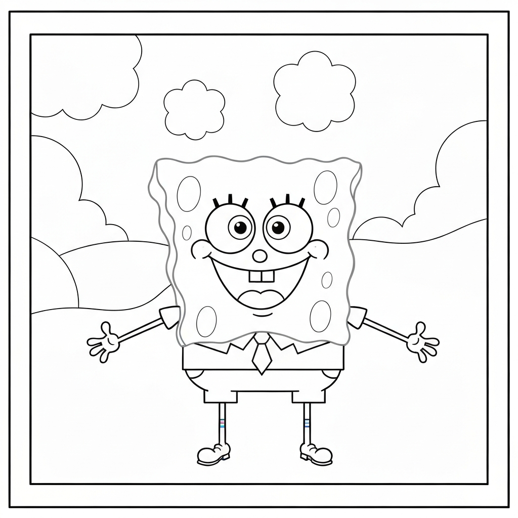 sponge bob color pages easy coloring page