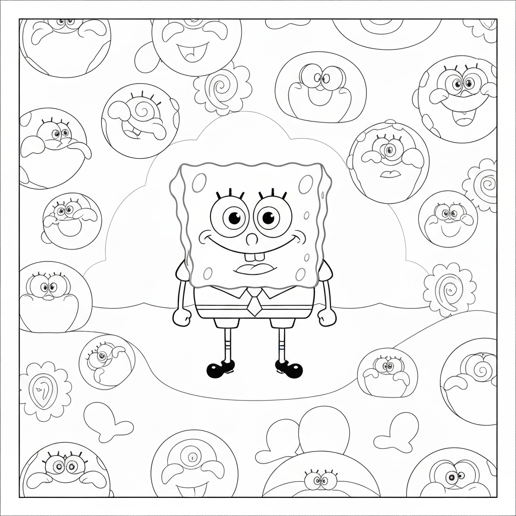 sponge bob color pages pattern coloring page