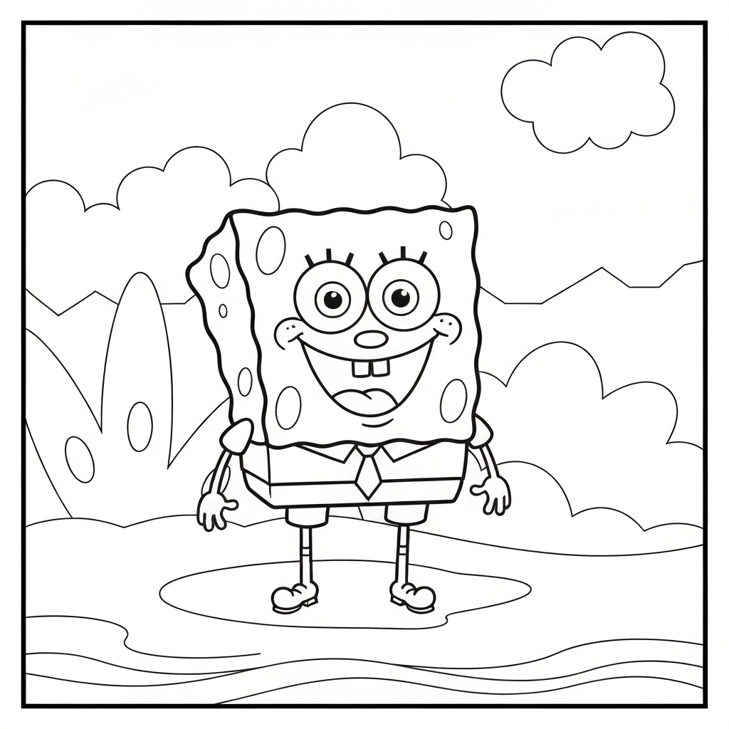 sponge bob color pages portrait coloring page