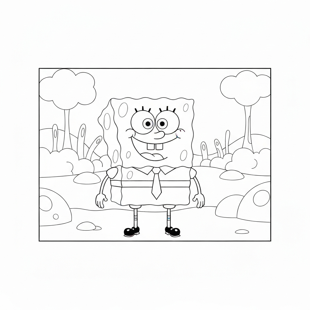 sponge bob color pages simple coloring page