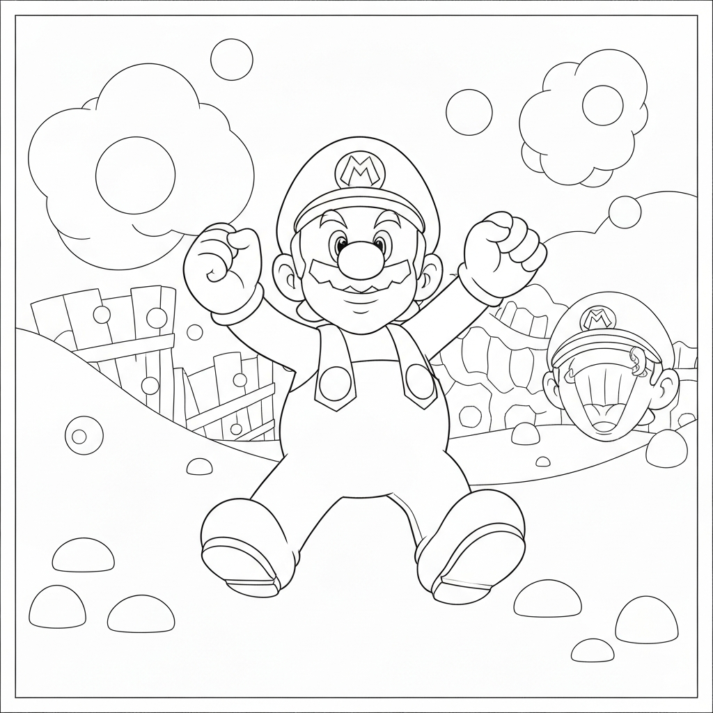 Super Mario Brothers Action-Malvorlage