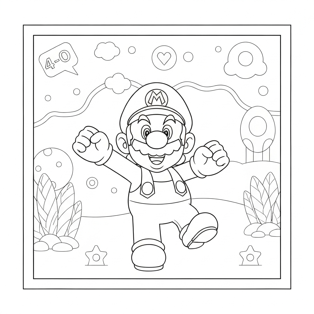 Super Mario Brothers niedliche Malvorlage