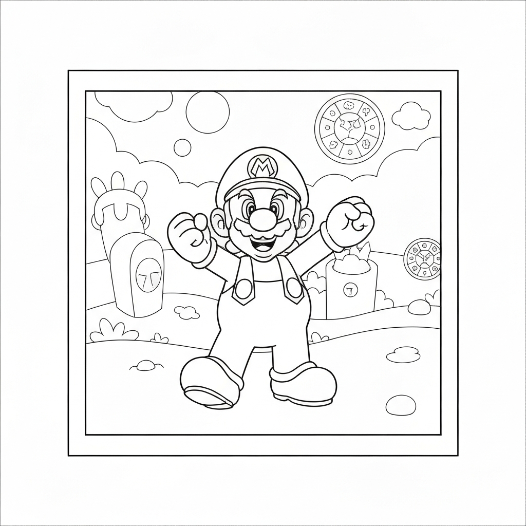 Super Mario Brothers einfache Malvorlage