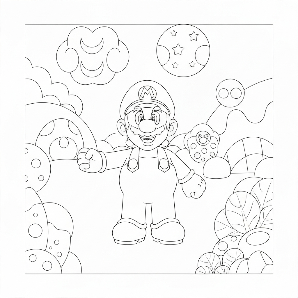 Super Mario Brothers lehrreiche Malvorlage