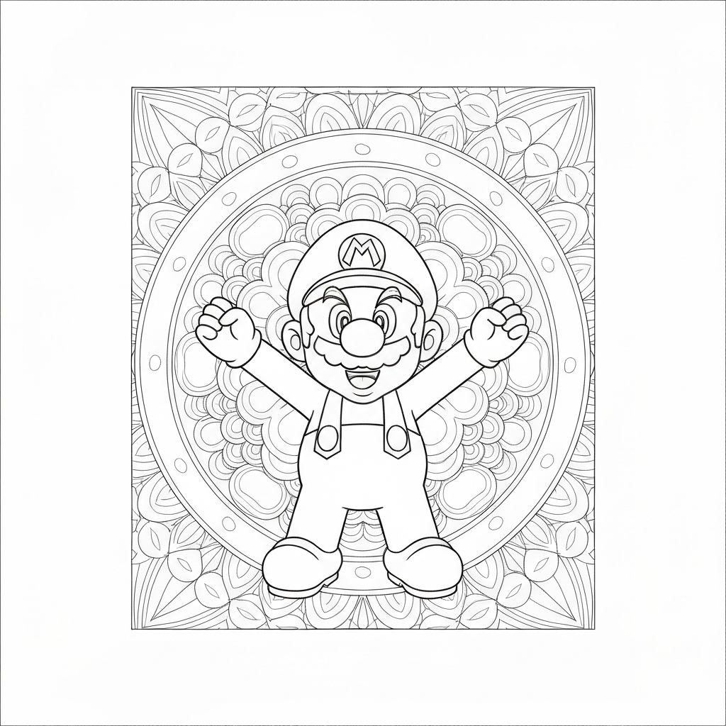 Super Mario Brothers Mandala-Malvorlage