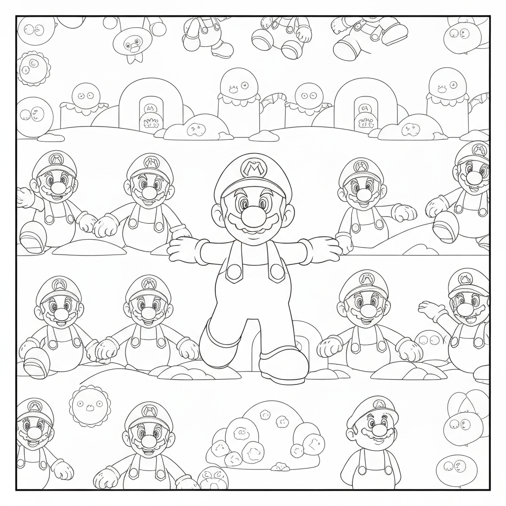 Super Mario Brothers Muster-Malvorlage