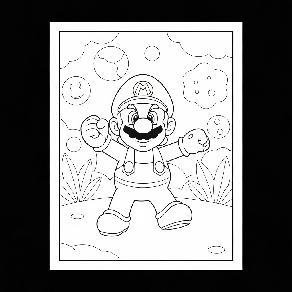 Super Mario Brothers Porträt-Malvorlage