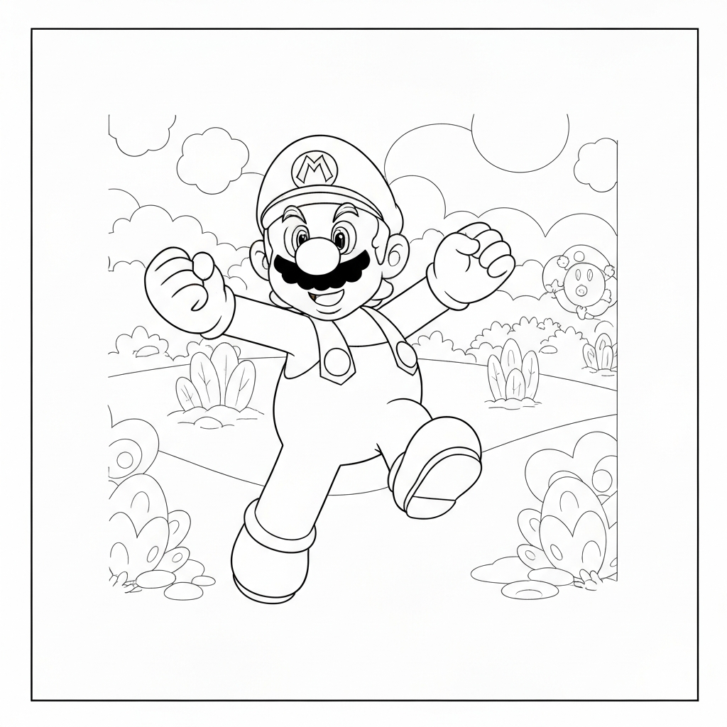Super Mario Brothers einfache Malvorlage