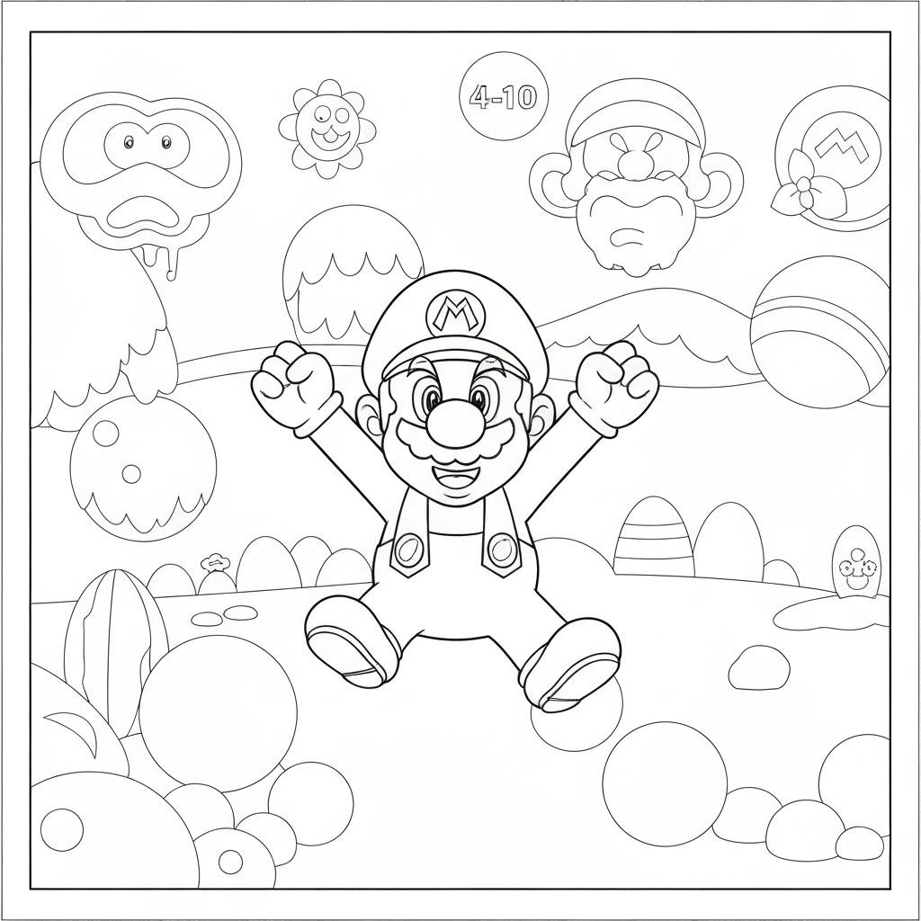 super mario charaktere abstrakte Malvorlage