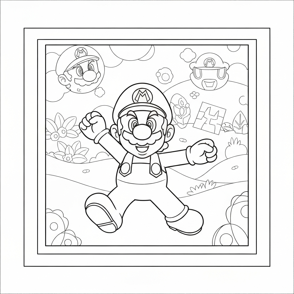 super mario charaktere Action-Malvorlage