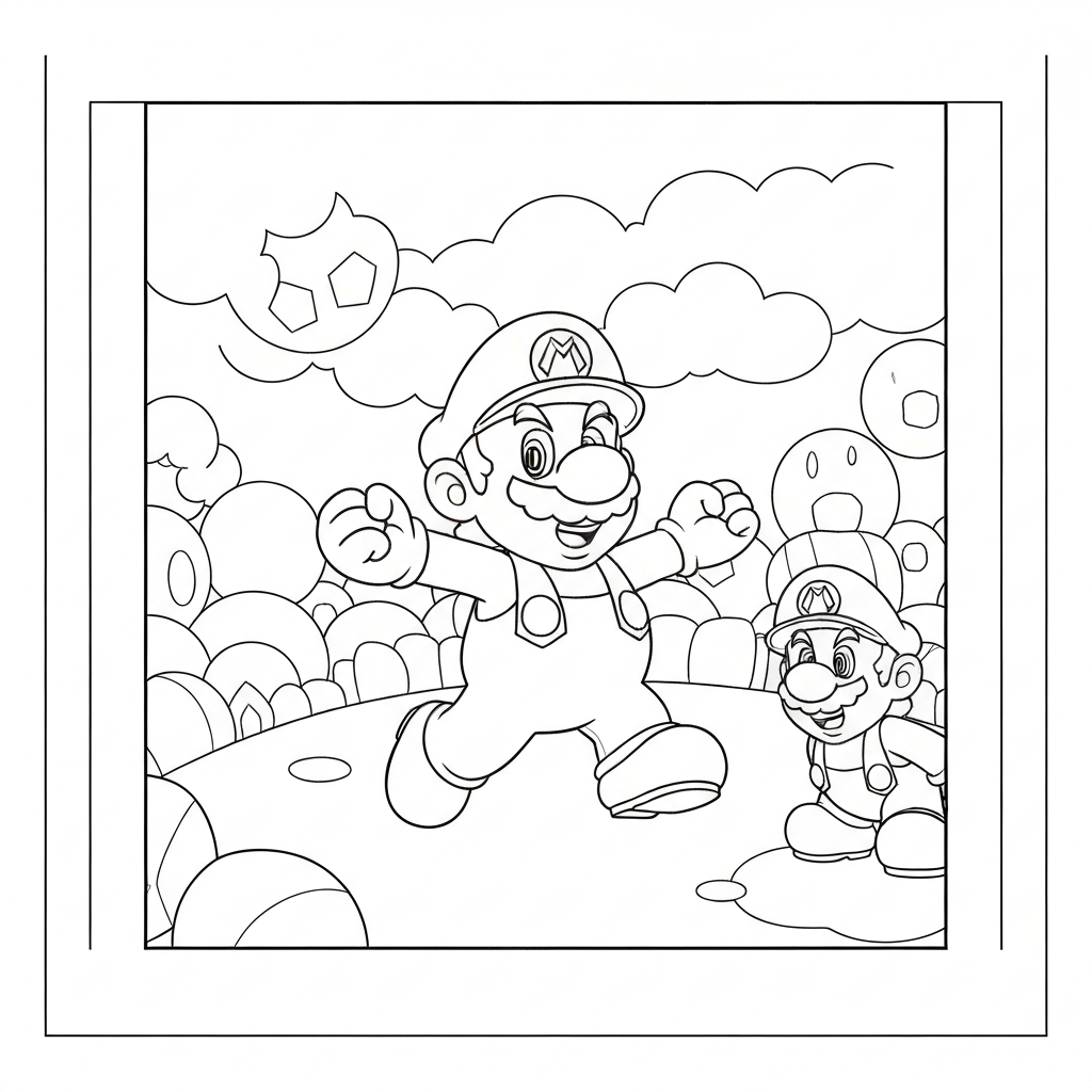 super mario charaktere dekorative Malvorlage