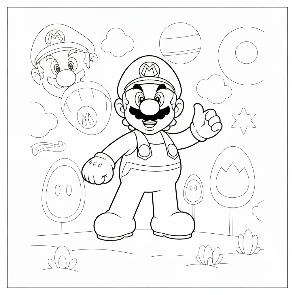 super mario charaktere detaillierte Malvorlage