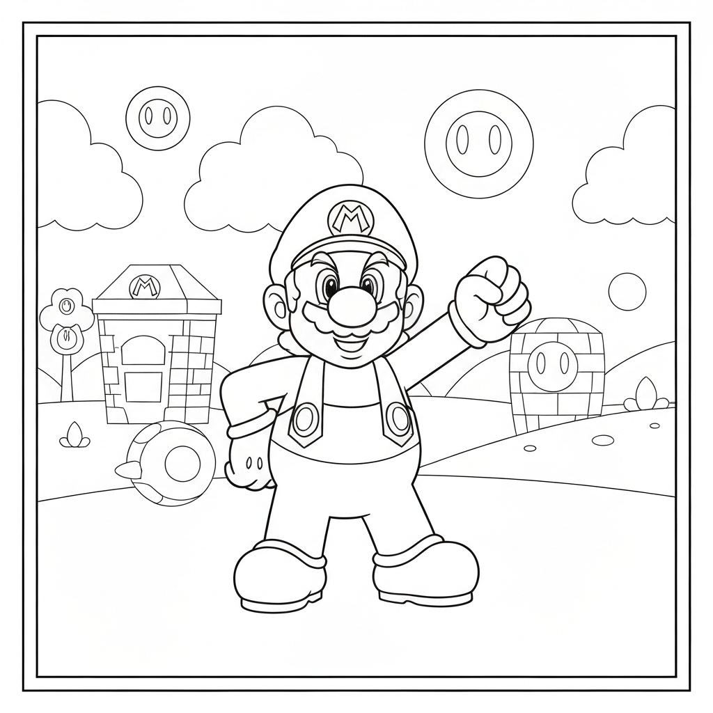 super mario charaktere lehrreiche Malvorlage