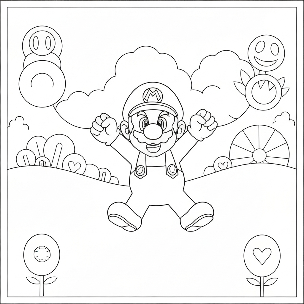 super mario charaktere Blumen-Malvorlage