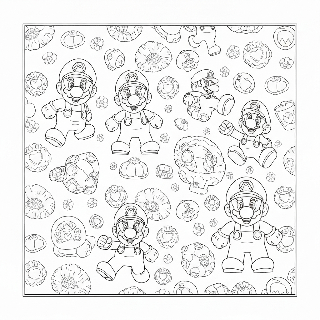 super mario charaktere Muster-Malvorlage
