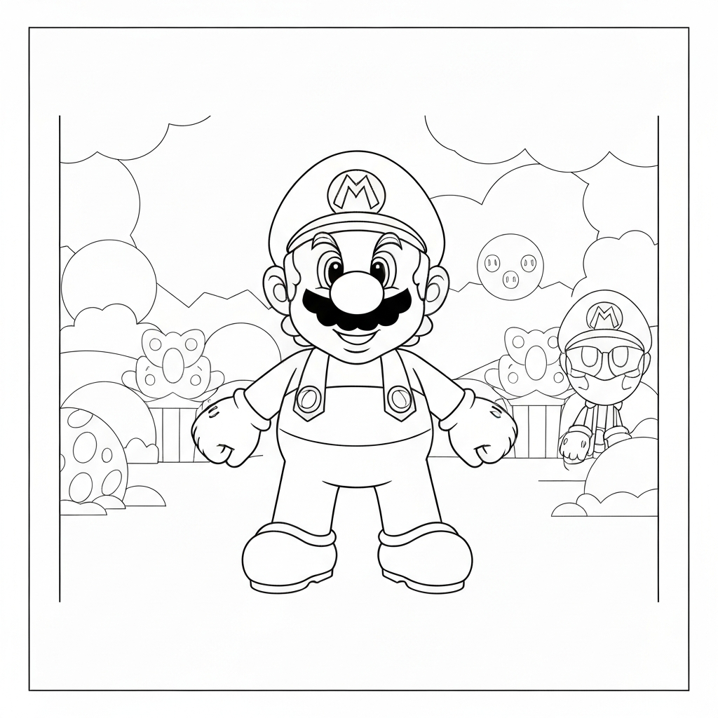 super mario charaktere Porträt-Malvorlage