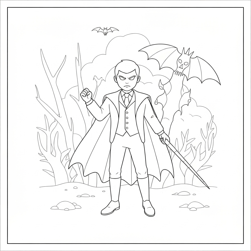 vampire action coloring page
