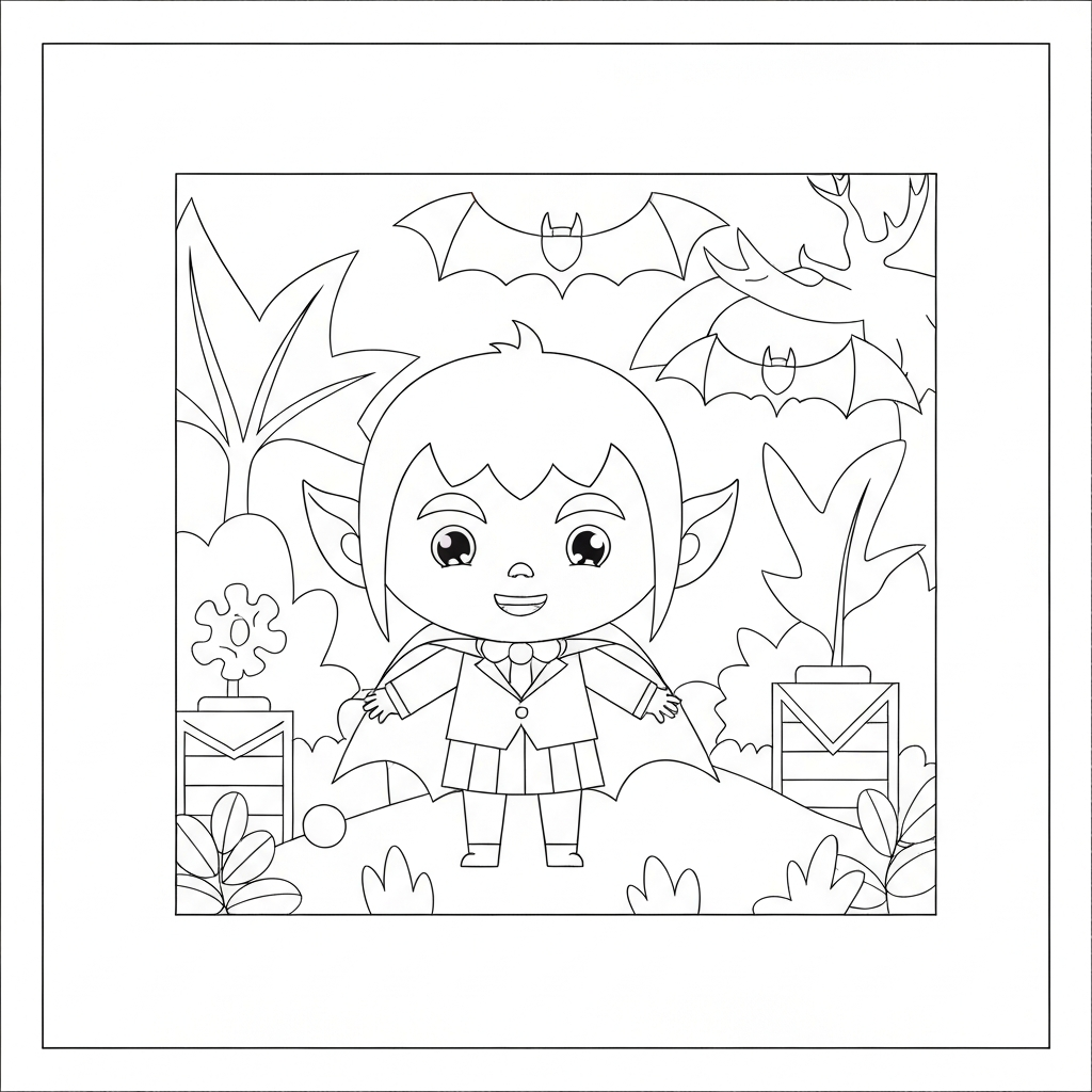 vampire cute coloring page