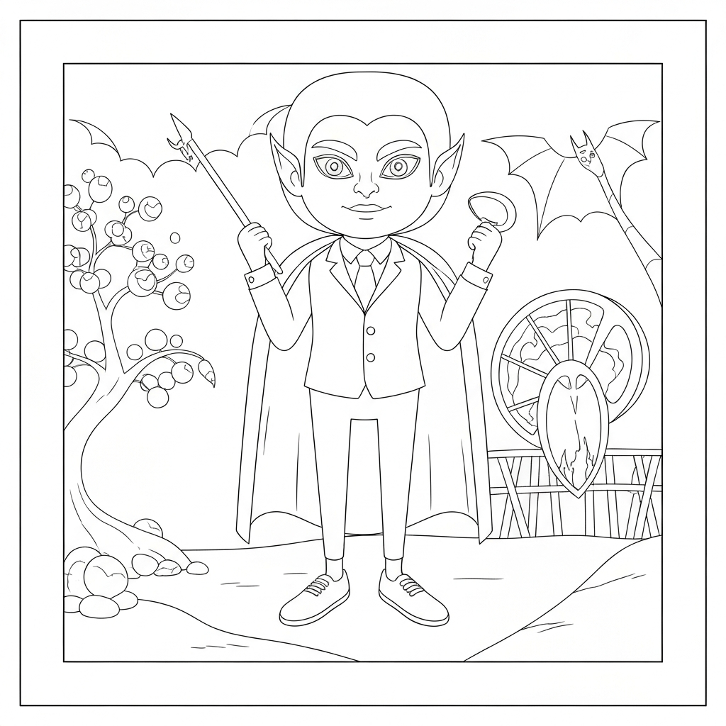 vampire detailed coloring page