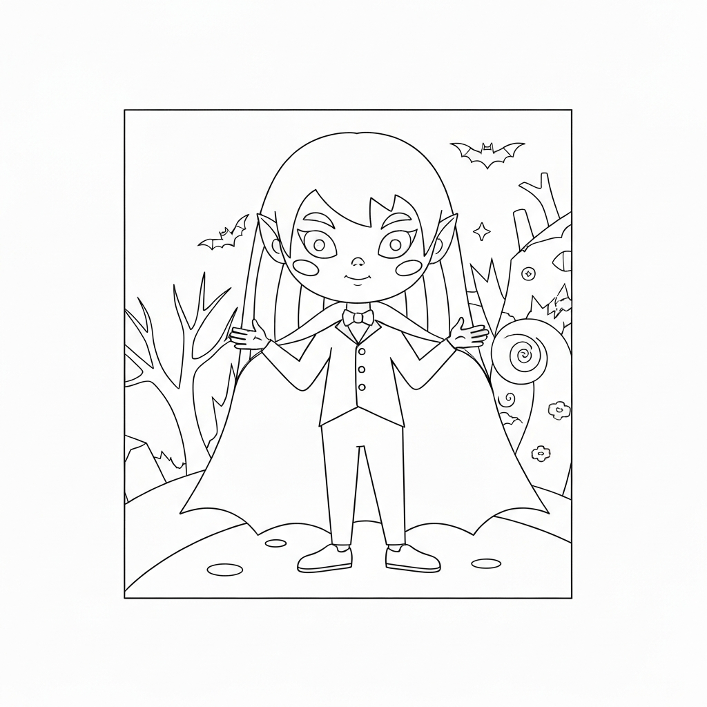 vampire easy coloring page