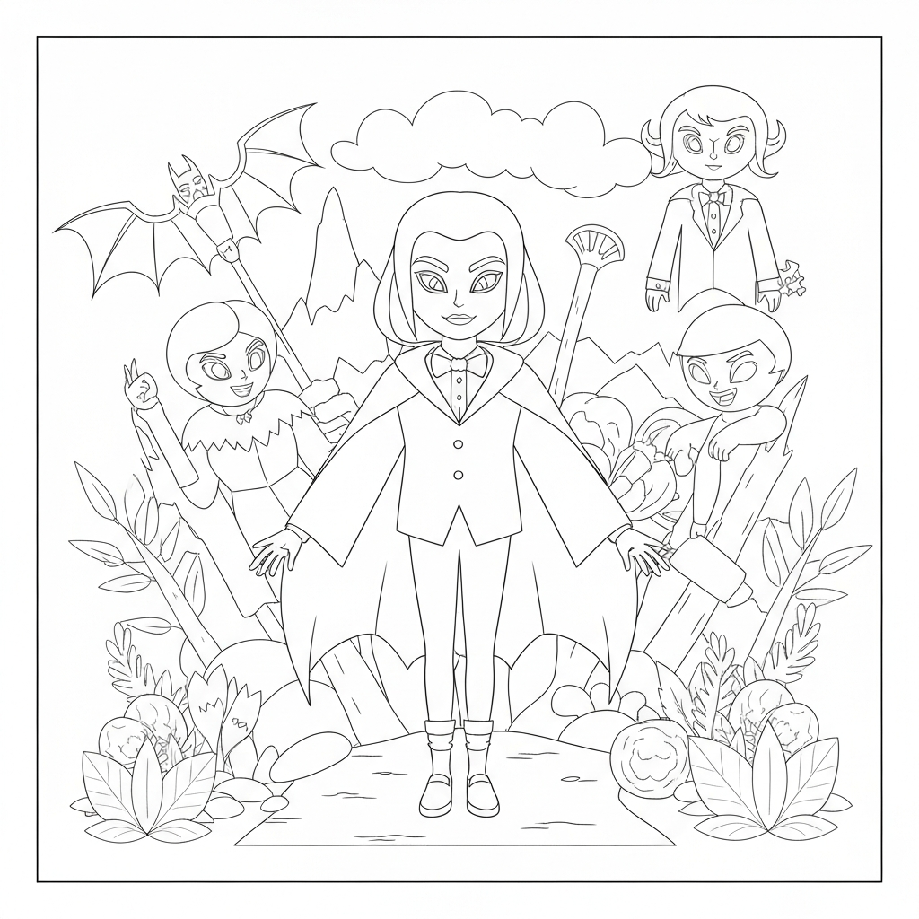 vampire flowers coloring page