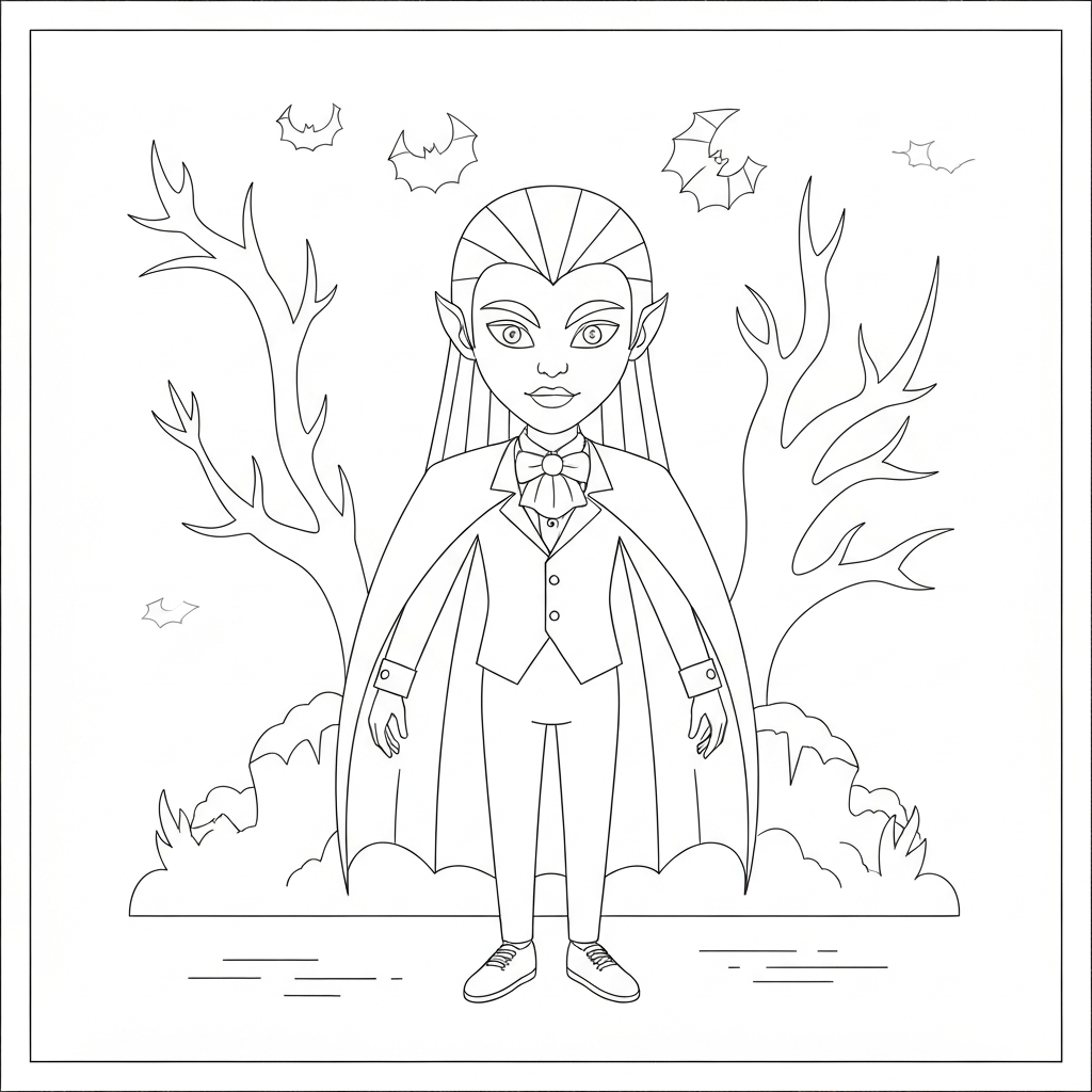 vampire portrait coloring page