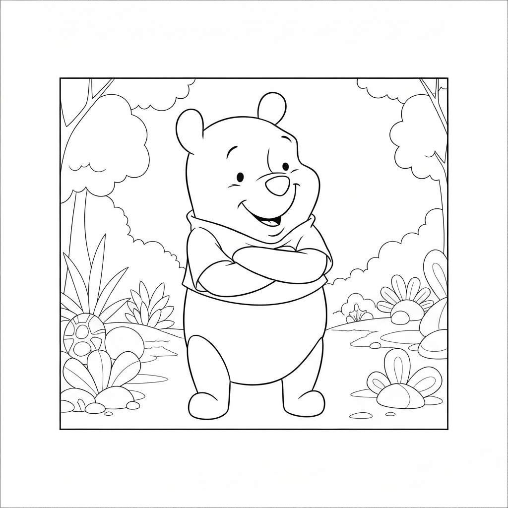 página de colorir abstrata do ursinho pooh
