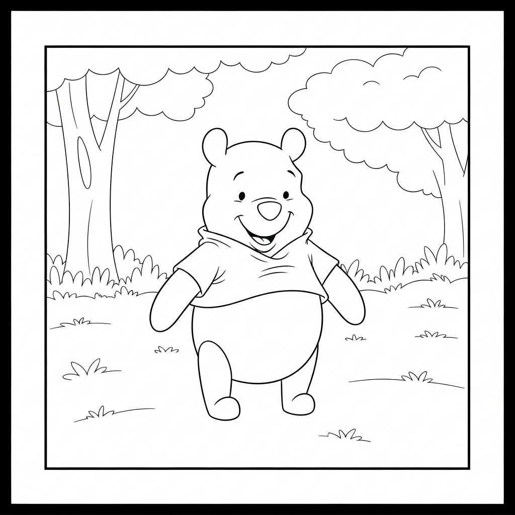 página de colorir de desenho animado do ursinho pooh