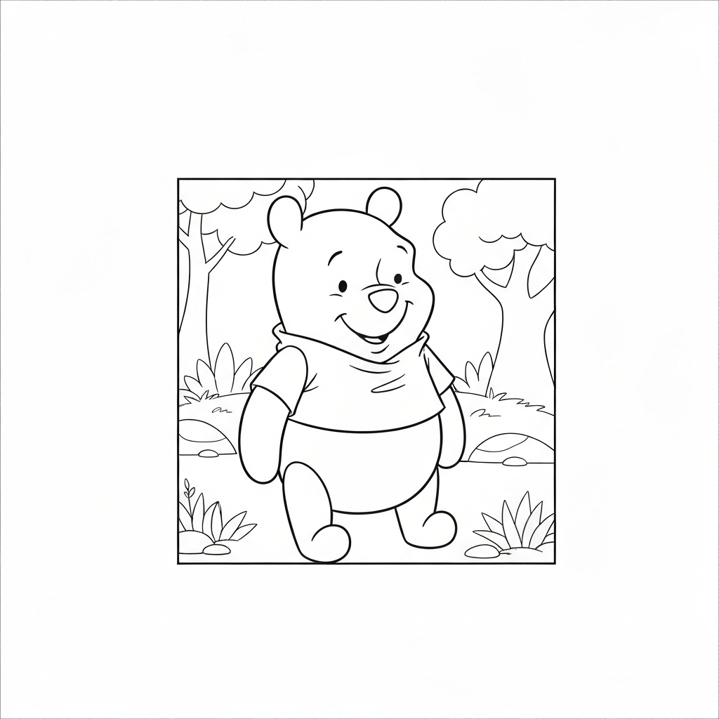 página de colorir fofa do ursinho pooh
