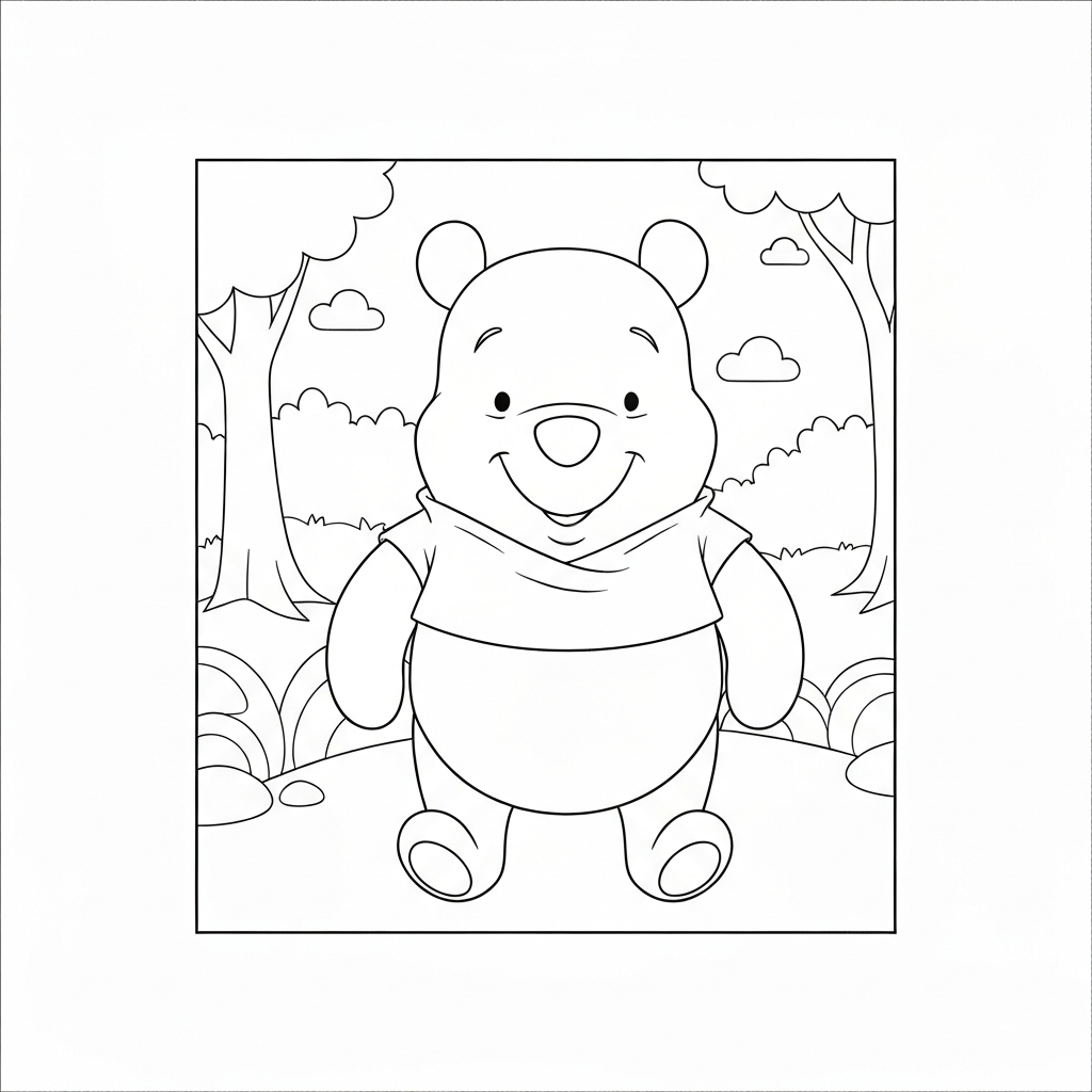 página de colorir fácil do ursinho pooh