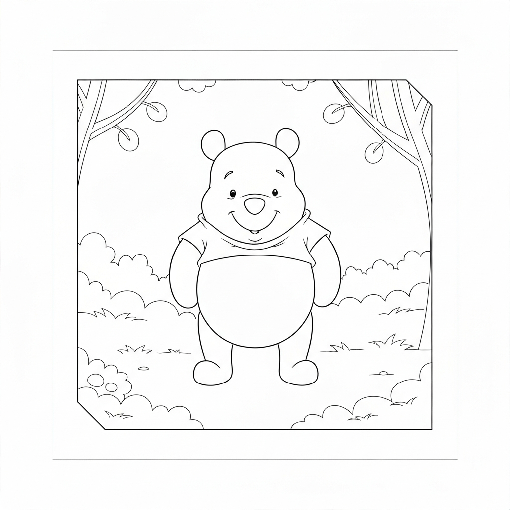 página de colorir educativa do ursinho pooh