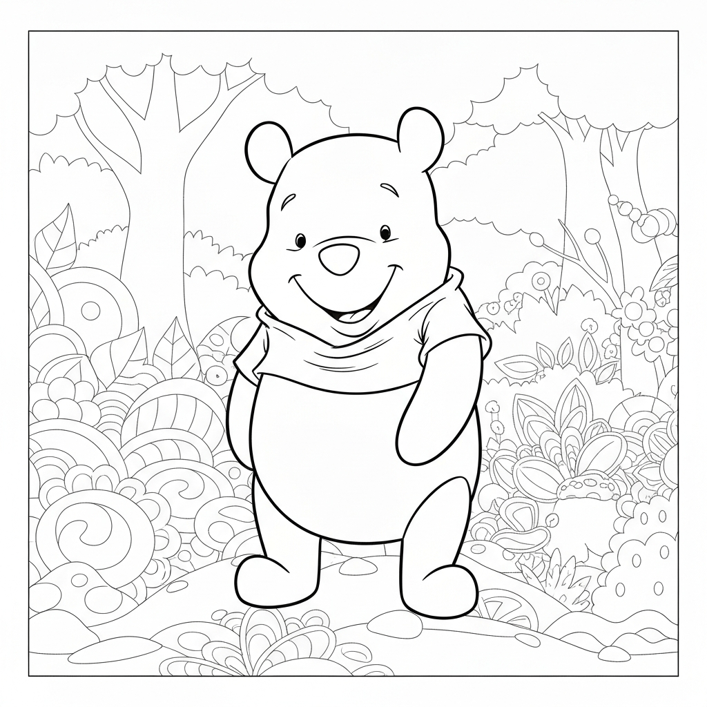 página de colorir mandala do ursinho pooh