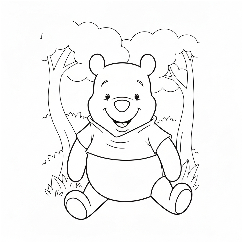 página de colorir retrato do ursinho pooh