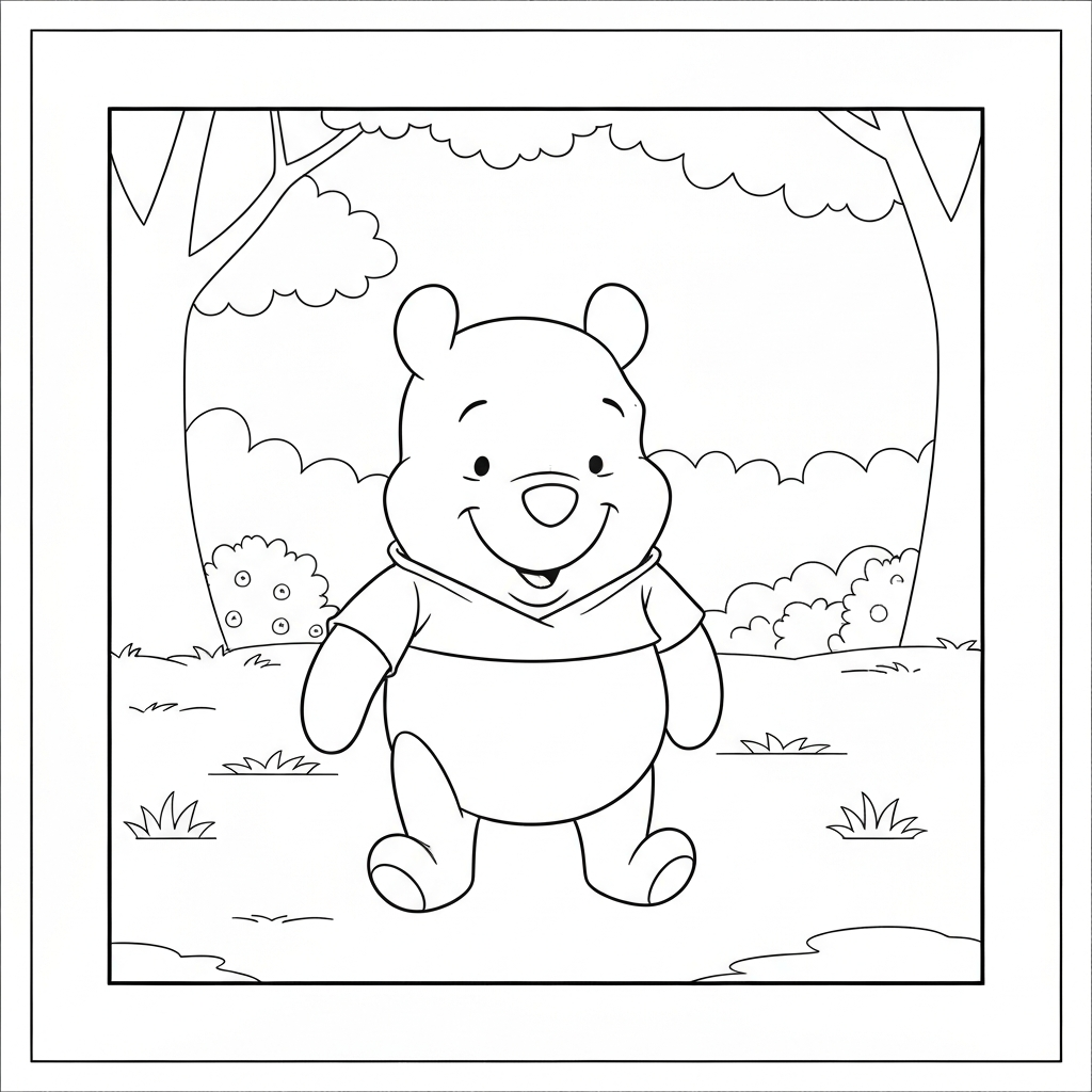 página de colorir simples do ursinho pooh