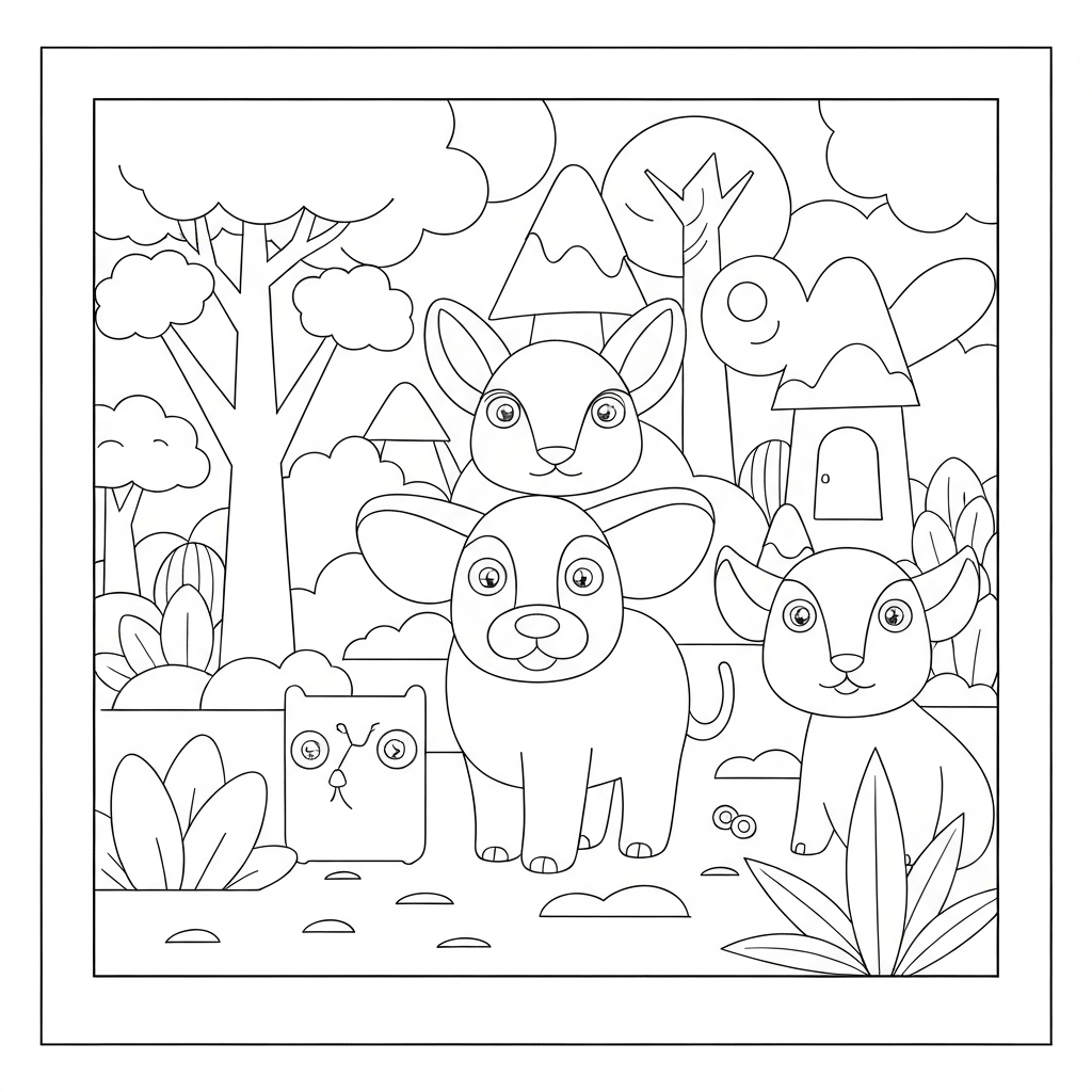 página de colorir abstrata de animal de zoológico