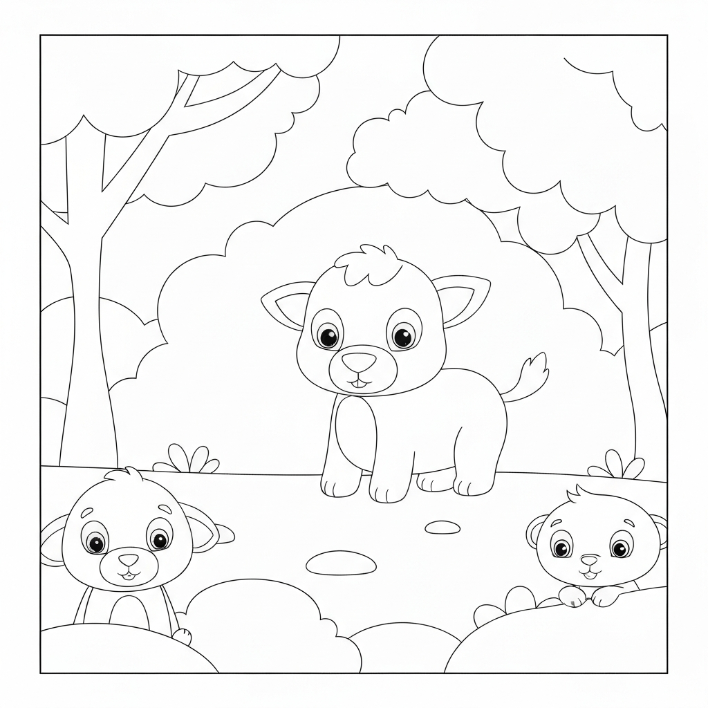 página de colorir de filhote de animal de zoológico